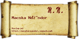 Macska Nándor névjegykártya